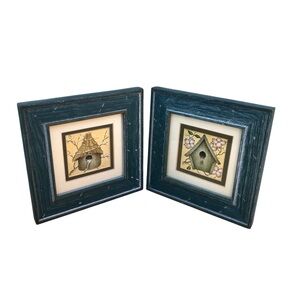 Nancy Pallan Birdhouse Print Green Distress Frame Pier 1 Import Set Of 2